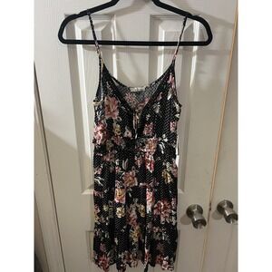 Wild Moss Medium Boot BARN Black FLORAL smocked Ruffled HIGH LOW Dress NWT